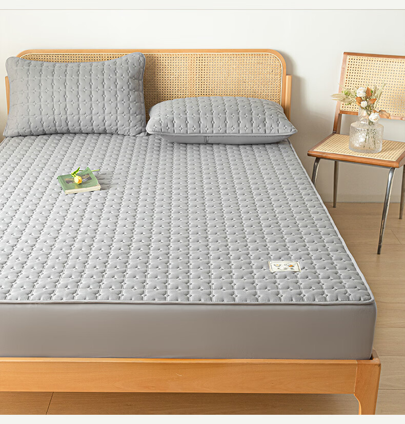 Hodo Waterproof Soybean Cotton-Padded Fitted Sheet Single Double 1.8x2m Mattress Protector 1.8m Bed Star Gray 5