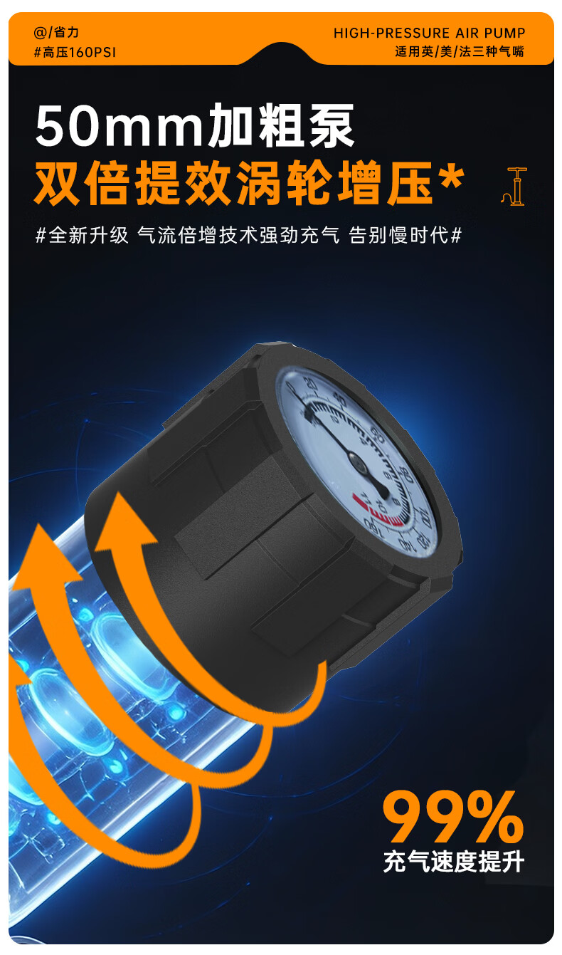 Huangchi Cycling Air Pump Universal High-Pressure Inflator for Bicycle Motorcycle Electric Vehicle Car Basketball 5