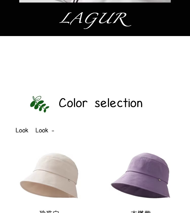 Lagur Classic Style 100% Cotton Fisherman Sun Hat Wide Brim Summer Sunshade Hat Large Head Circumference Classic Black 7