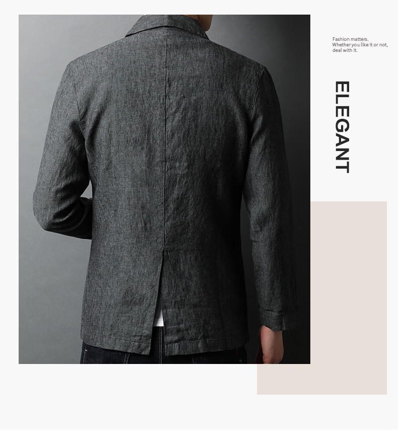 ROMON 100% Pure Linen Men's Blazer Spring Autumn Casual Solid Color Single-Breasted Slim Fit Korean Style Lightweight Jacket 3