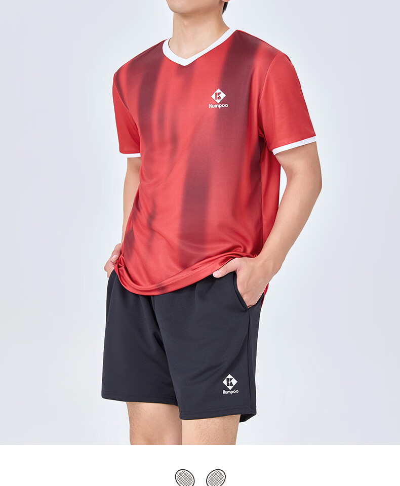 KUMPOO 26th Anniversary New Men's Badminton Shirt Short Sleeve Fashion Loose Breathable K261M-1154 Dark Blue M 8