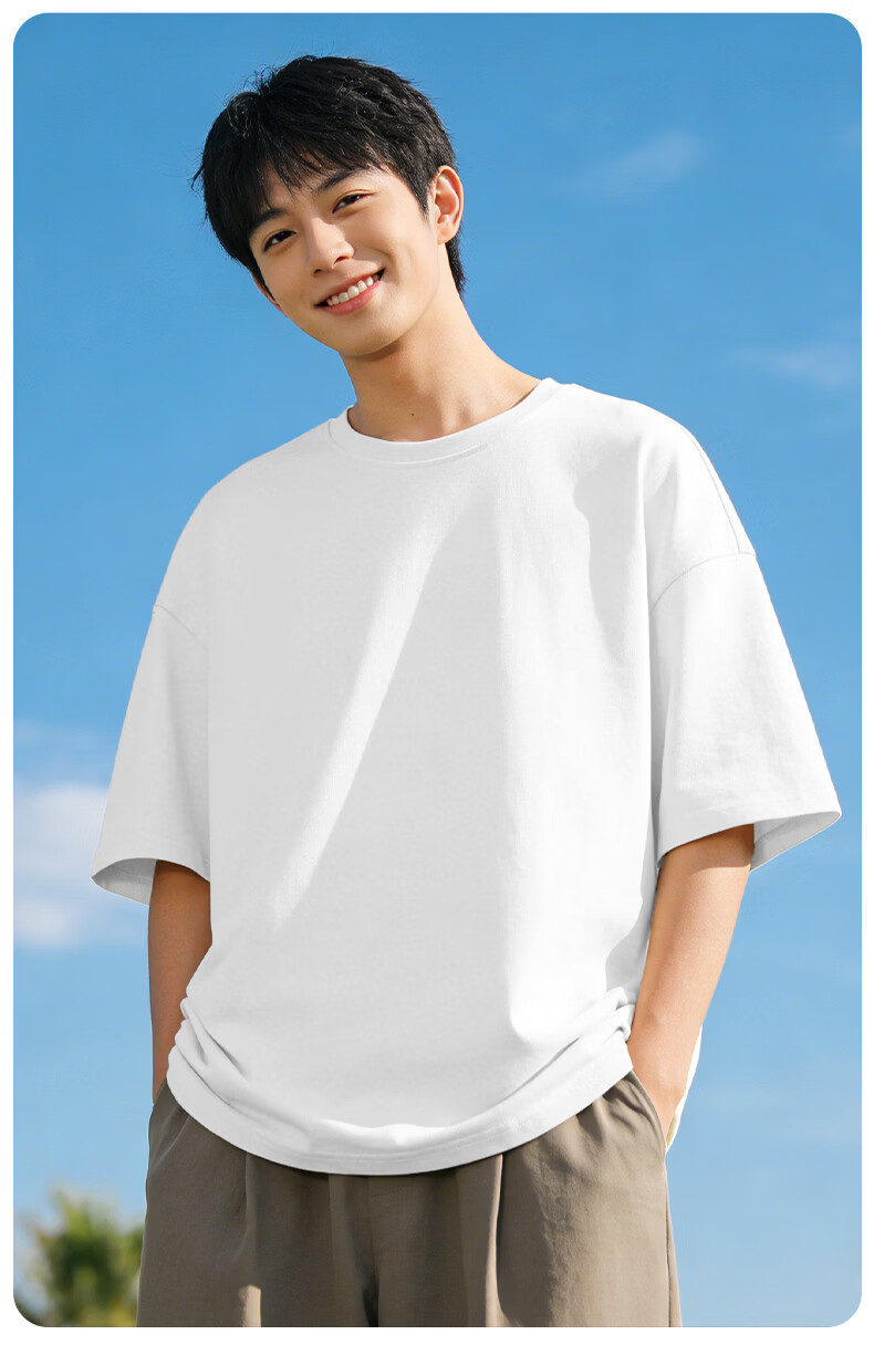 Baleno 2-Pack Cotton Short Sleeve T-Shirts for Men Summer 2026 New White Basic Loose Casual Tees 11