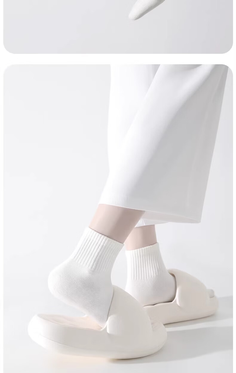Turou Disposable Socks Unisex Sweat-Absorbing Odor-Resistant Thickened Portable Travel White Mid-Calf 10 Pairs 15