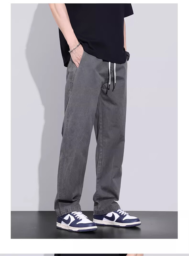 Playboy Pure Cotton Casual Pants Men Summer Thin Loose Straight Cargo Pants Trendy Brand Versatile New Sports Wide-Leg Trousers 14