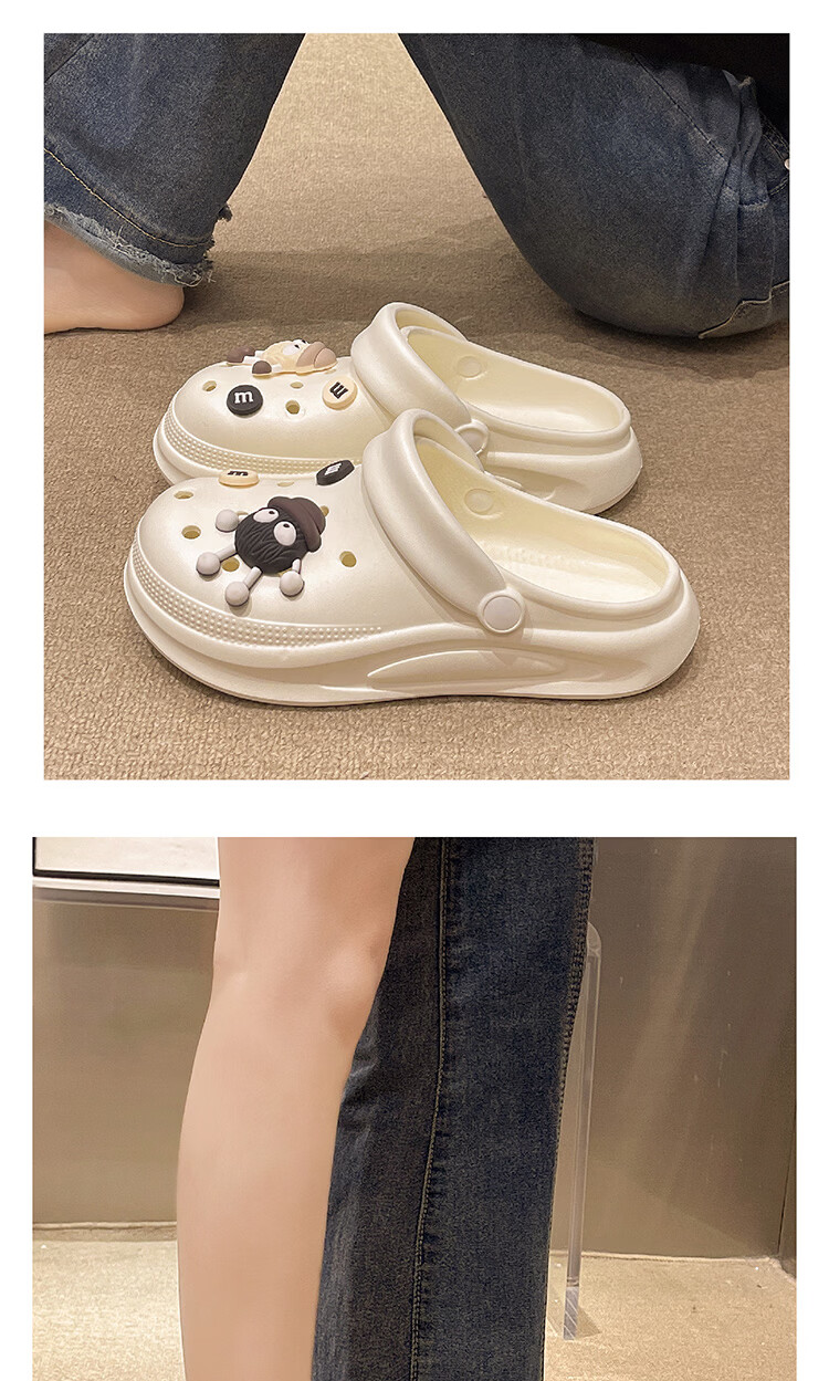 AILAIJIA Cute Thick Sole Clogs Women Open Toe Slippers Summer Outdoor Sandals Black Size 38-39 9