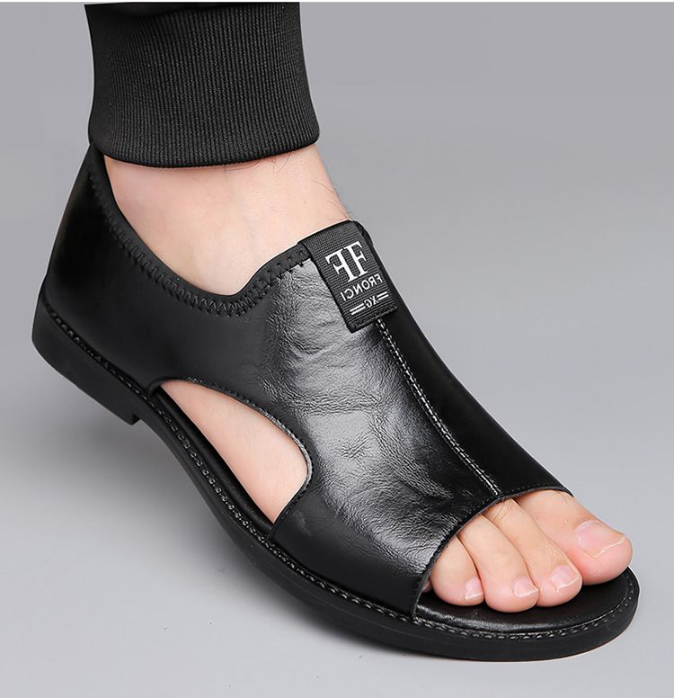 Jingzhenlianggong Men's Summer Sandals Dual-use Slippers Non-slip Soft Sole Beach Shoes Dark Brown [Glossy] Size 42 6