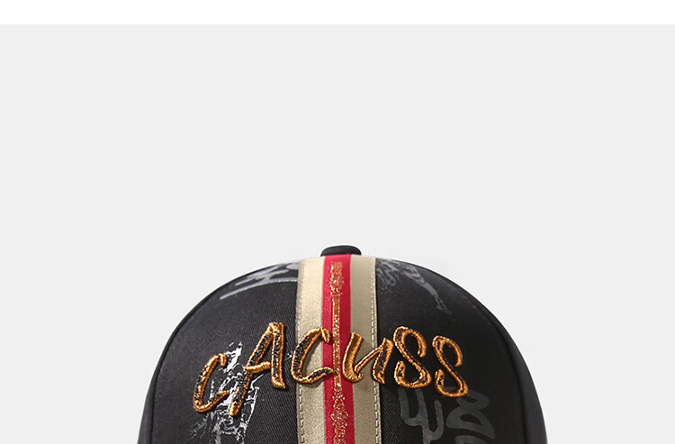 CACUSS Men's Spring Summer New Pure Cotton Hard Top National Style Printed Baseball Cap Light Khaki 7