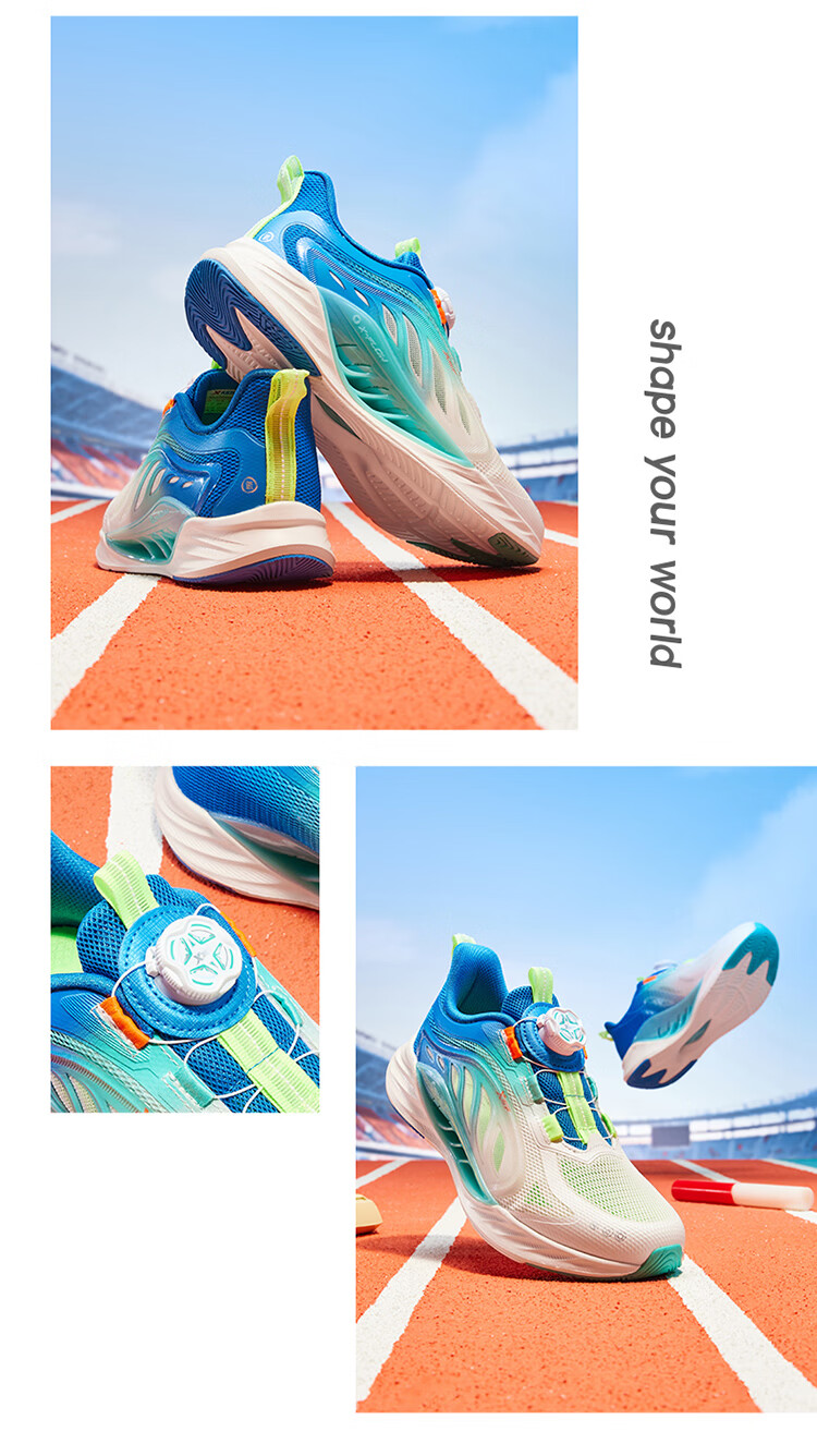 XTEP Youth Hydrogen Wind 8 Protective Running Shoes for Boys Breathable Rotary Button Technology Sports Shoes Black/Aurora Green Size 35 7