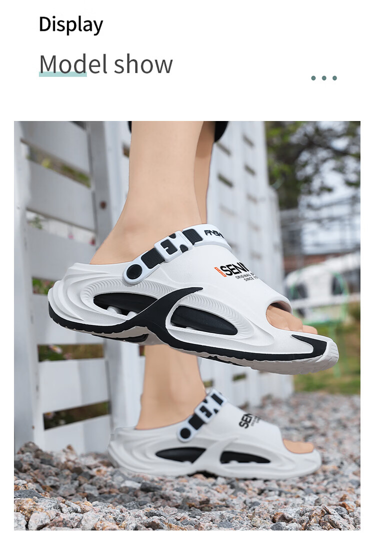 Senma Men's Summer Slippers Outdoor Non-Slip Thick Sole Large Size Beach Sandals White 38-39 14