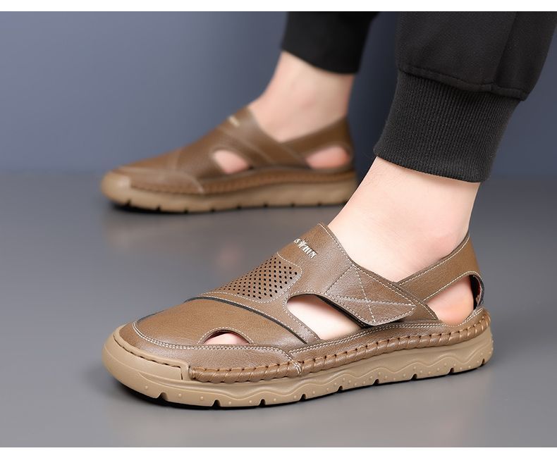Jingzhenlianggong New Casual Sandals High-Grade Ultra-Soft Men's Breathable Sandals Wear-Resistant Non-Slip Yellow [Classic Model] Size 42 28