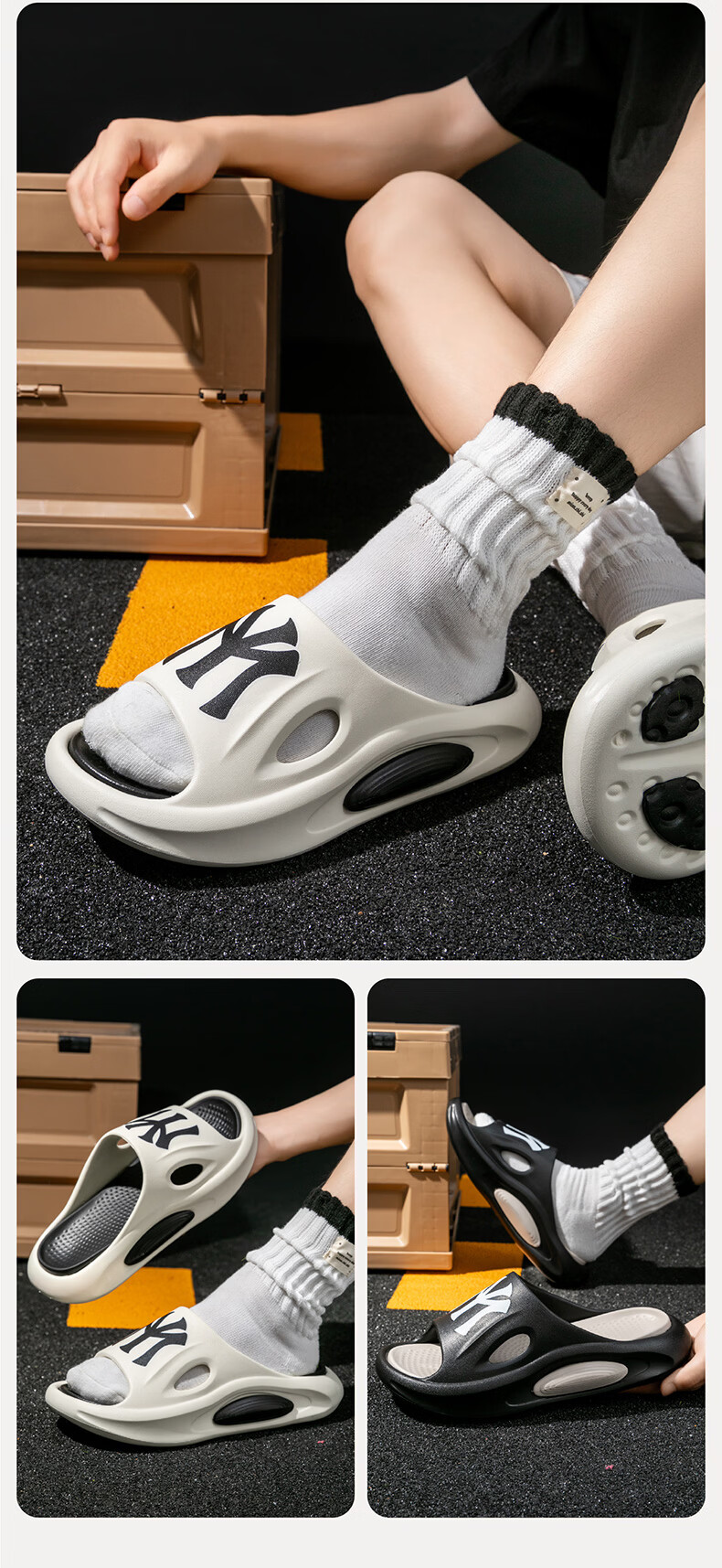 AILAIJIA Men's Sports Outdoor Slippers with Detachable Midsole Beach Sandals Size 42-43 White 7
