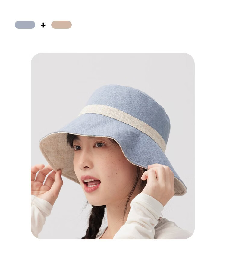 Lagur Natural Ramie Double-Sided Embroidered Fisherman Hat with Wild Berry Pattern, Large Head Circumference, Sun Protection, Red Rice Color 19