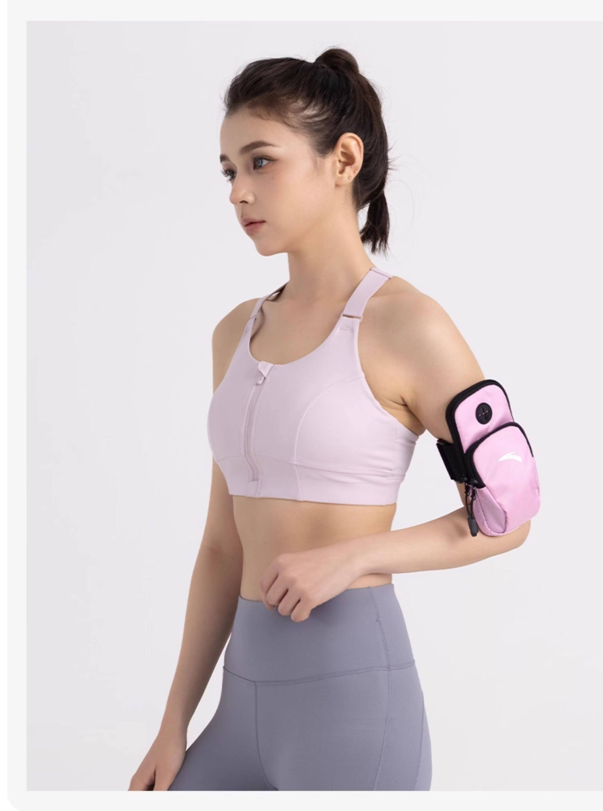 Anta Running Armband Phone Holder Unisex Fitness Sports Cycling Storage Bag Waterproof Phone Case Sakura Pink 7