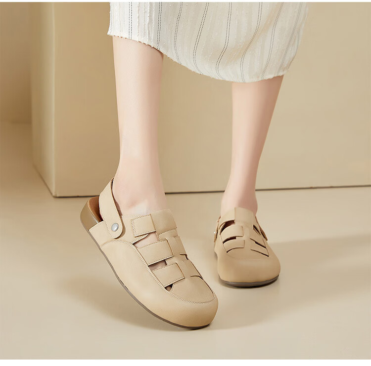 Mulinsen Women’s Rome Hollow Summer Sandals Dual-Wear Clogs Birkenstyle Sandals Beige 37 16