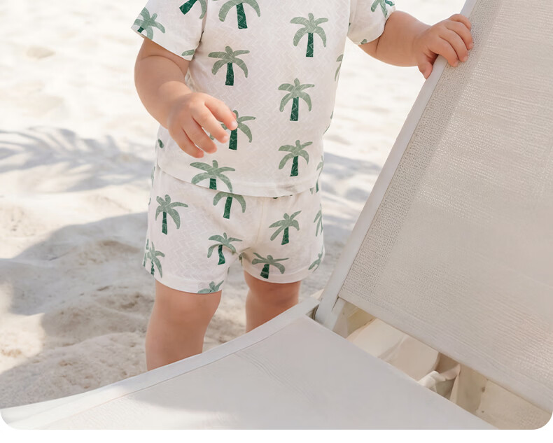 Tonglian Chuxin [Ice Silk Cotton] Baby Homewear Set Summer Thin Breathable Infant Top and Pants Air Conditioning Nine-Point Suit 4