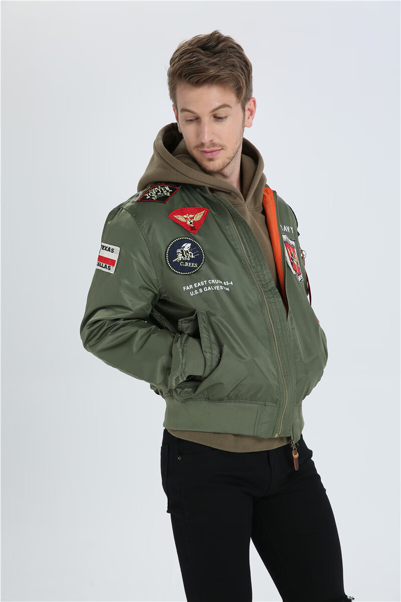 ma-1夹飞虎队傲气雄鹰款壮志凌云春秋新款夹外套男 蓝色 xxs【图片