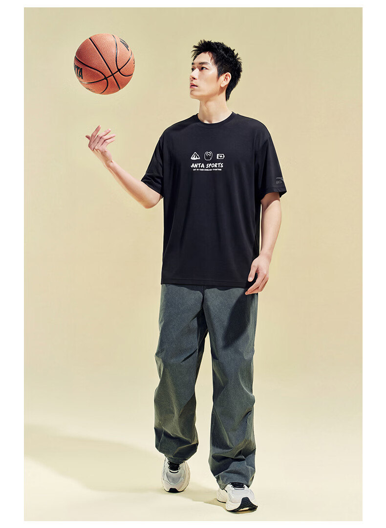 Anta Cold Brew T Ice Silk Casual Short Sleeve T-Shirt Men's Summer New Printed Loose Breathable Sports Top Women's 6