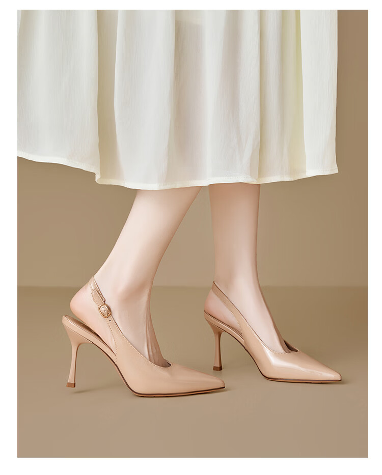 Zhuoshini Elegant Pointed Toe High Heels 2026 Spring Summer New Thin Heel Comfortable Commuter Sandals Off-White Size 35 11