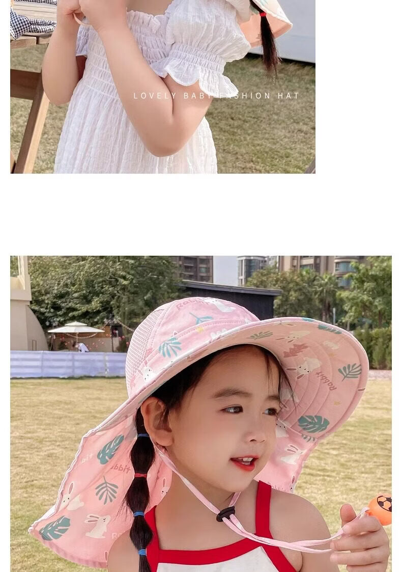 HAOGUAN Kids Sun Hat Summer Sunshade Cap Boys Girls Baby Beach Hat Wide Brim UV Protection 10