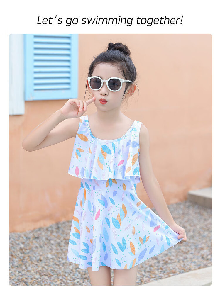 Langsha Children's Girls' Summer Two-Piece Skirted Swimsuit Breathable Bubble Hot Spring Beach Pool Swimwear Set for Older Kids 1