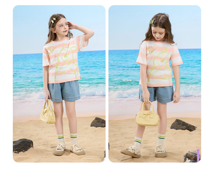 Disney Kids Boys and Girls Cotton Short Sleeve T-Shirt Children's Fashion Casual Versatile Crew Neck White Size 150 17