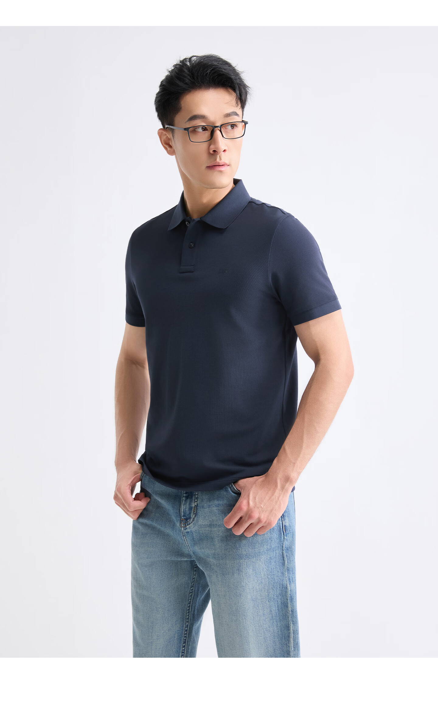Laxton Men's Short Sleeve Polo Shirt Summer 5A Antibacterial Cooling Pique Fabric Breathable Moisture-Wicking Top Navy Blue S 11