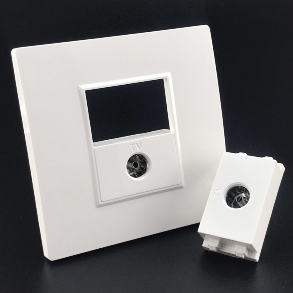 86型二位电视插座面板双口tv有线电视数字闭路电视墙壁开关面板二位