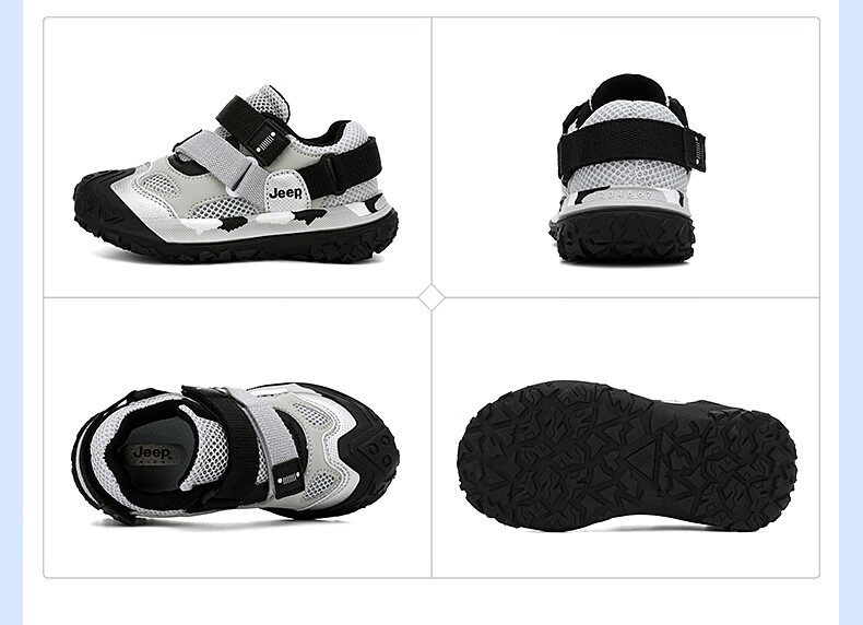 JEEP Kids Sports Shoes Spring Summer Single Mesh Breathable Dad Sneakers Non-slip Mesh Shoes Boys Girls Running Shoes Black Gray Size 37 33