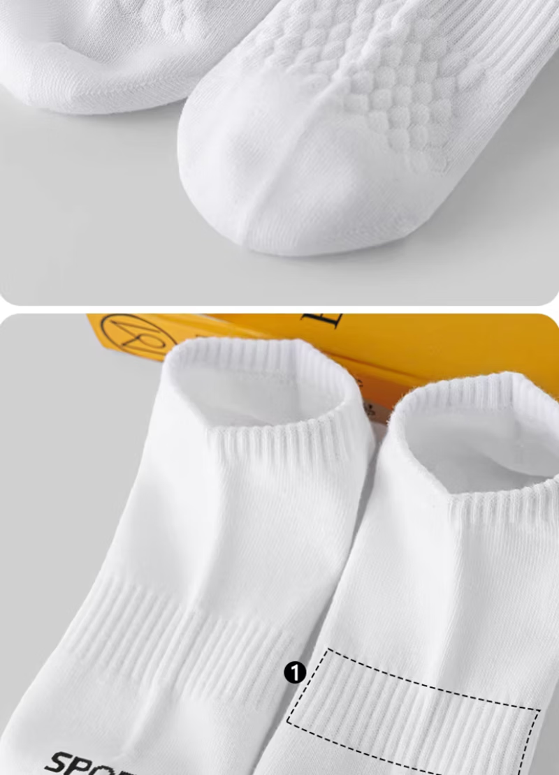 Mian Shisan Men's Short Socks Xinjiang Cotton 10A Antibacterial Deodorant Spring Summer Black White Letter Low Cut Ankle Socks 6 Pairs Pack 2