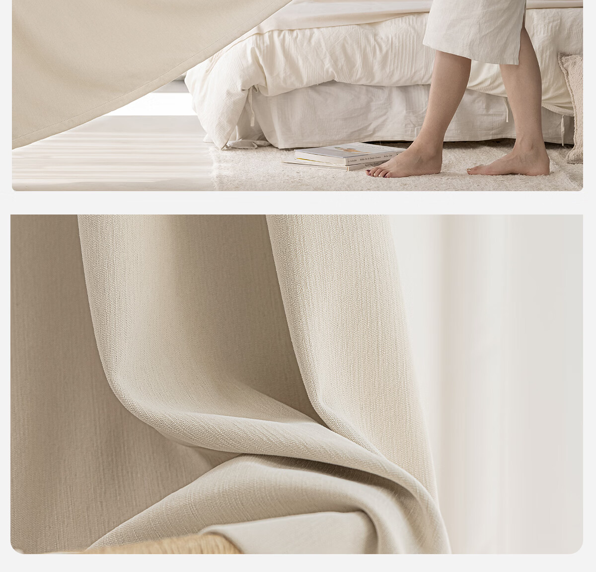 Golden Cicada Home Blackout Double-Sided Chenille Curtains Hooked Cream Color 270x250cm 17