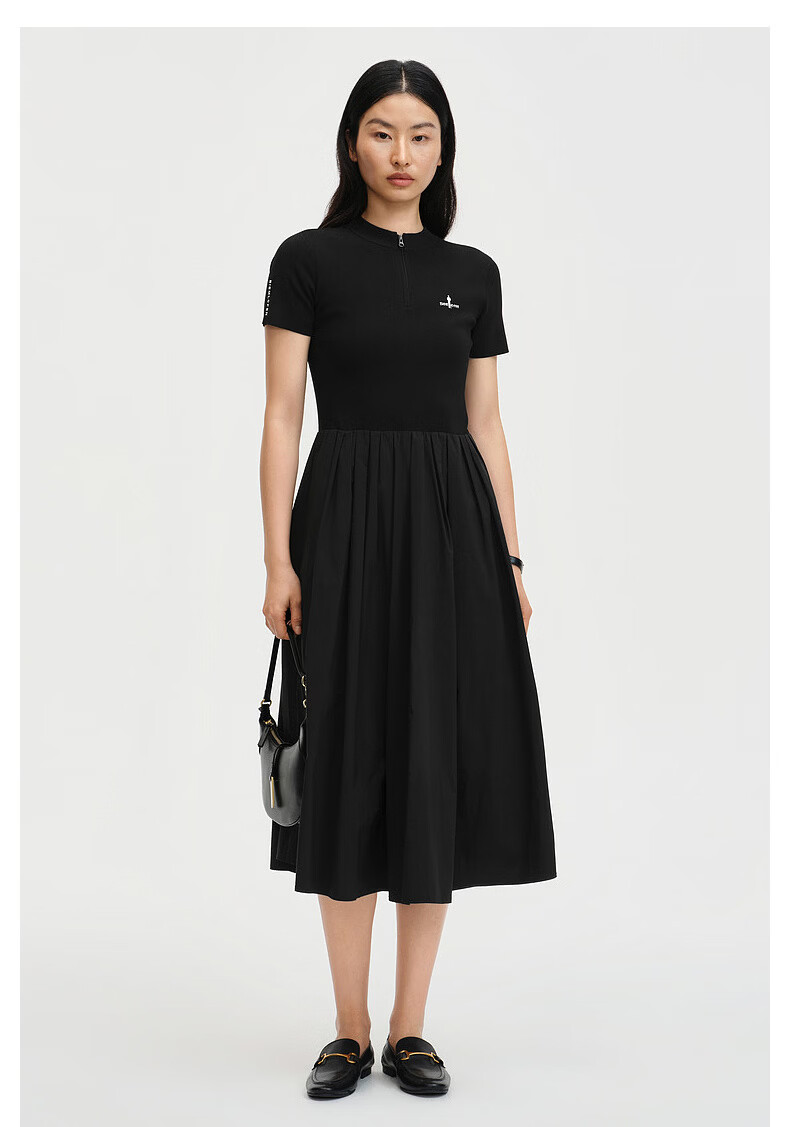Biyinlefen [Comfort Stretch Knit Fabric] 2026 Spring Summer New Women's Crew Neck Short Sleeve Dress 07 Black M 1