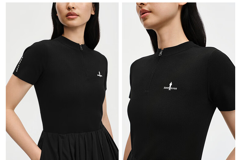 Biyinlefen [Comfort Stretch Knit Fabric] 2026 Spring Summer New Women's Crew Neck Short Sleeve Dress 07 Black M 9