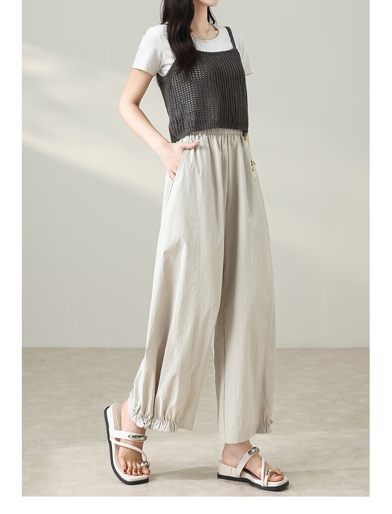 Langsha Chinese Style Flower Bud Casual Pants Women Year of the Horse Spring Summer Thin High Waist Comfortable Wide Leg Lazy Fashion Versatile Pants 11
