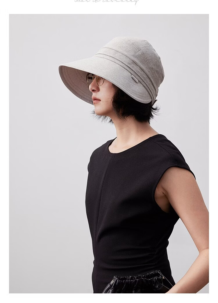 Lagur "Simple Japanese Style" Large Brim Cotton Bucket Hat with Ponytail Hole Sun Protection Foldable Sky Blue 10