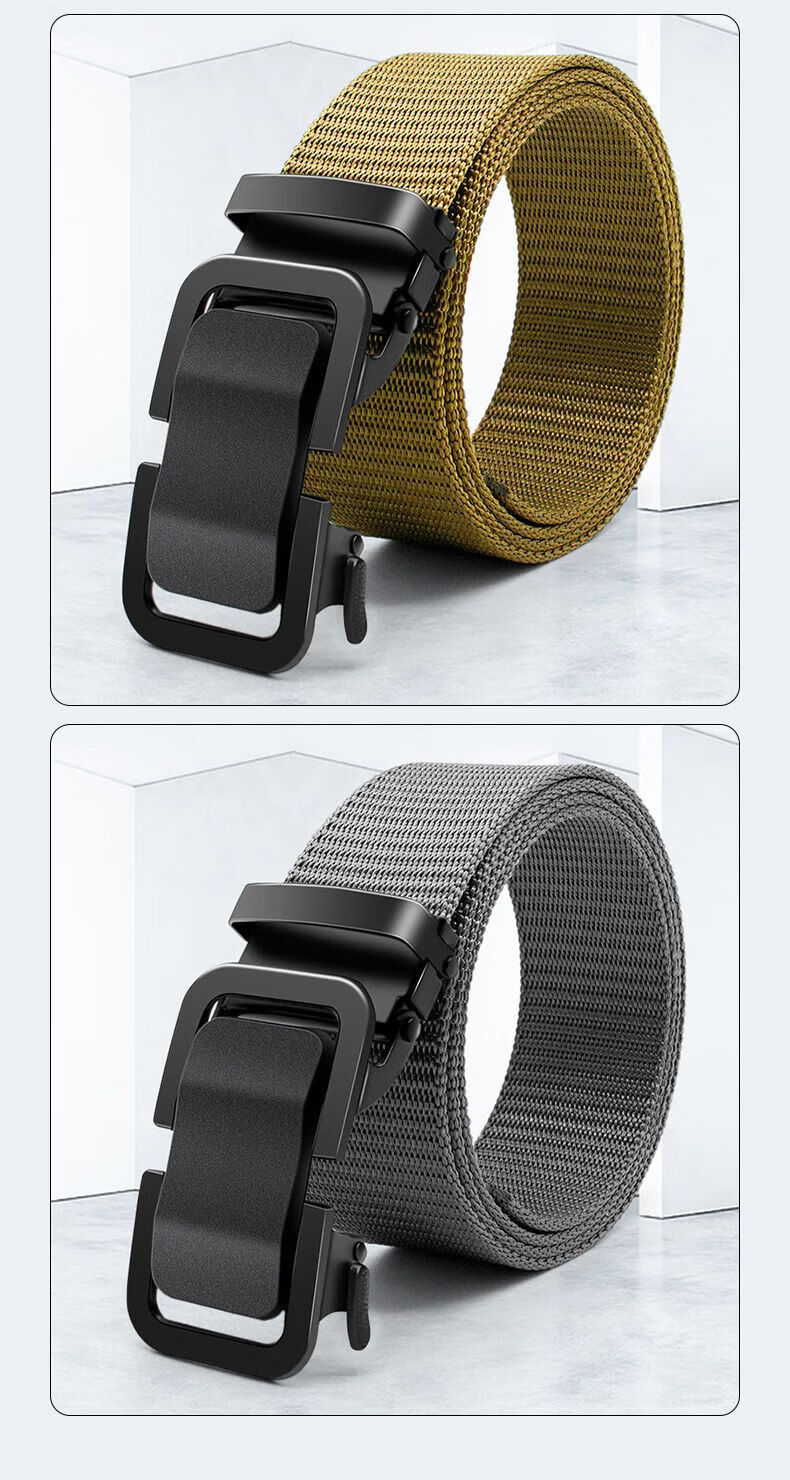 HOCR Men's Automatic Buckle Outdoor Climbing Casual Canvas Belt Trendy Versatile Simple Tactical Denim Belt 12