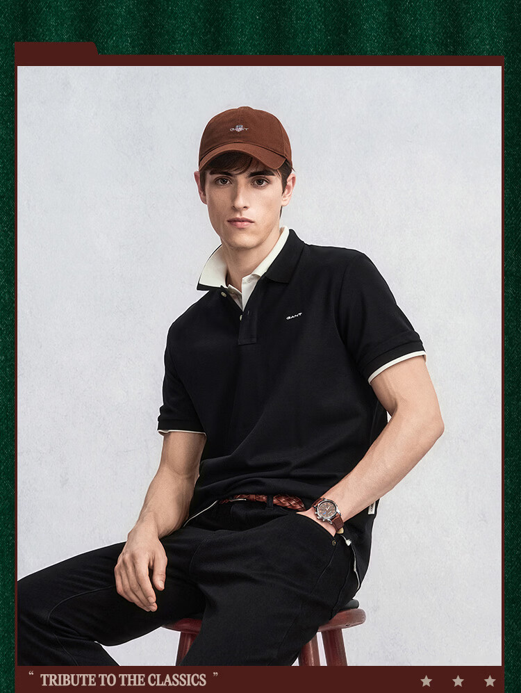 GANT Intelligent Polo 100% Cotton Summer Men's Skin-friendly Antibacterial Short Sleeve T-shirt Light Khaki L 8