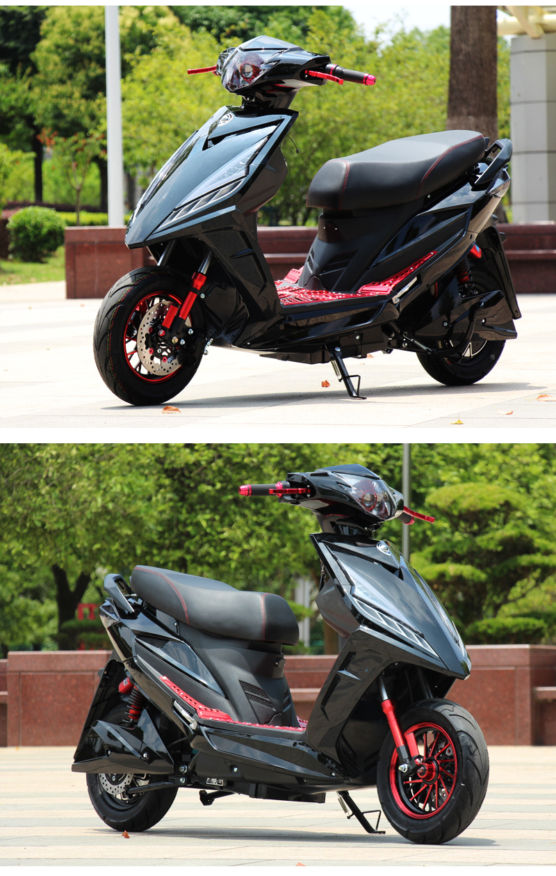 日杰电动摩托车战速电动车鬼火电摩72v高速大功率双人踏板电瓶车可