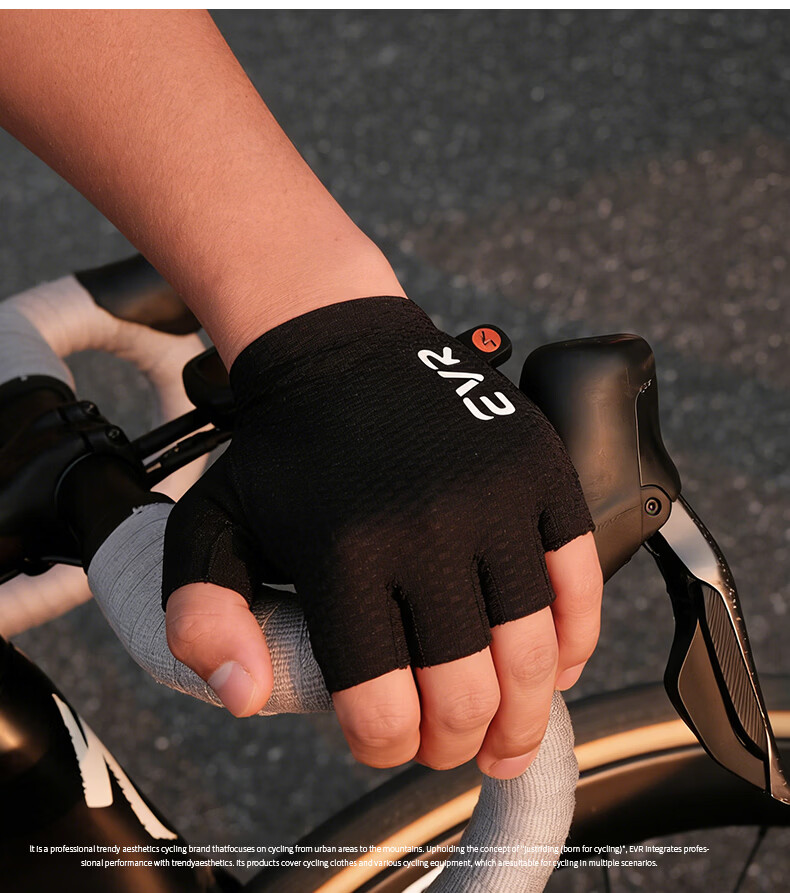 EVR Double Arrow Cycling Gloves Summer Mesh Half Finger Shock Absorption Short Finger Mountain Road Bike Black S 10