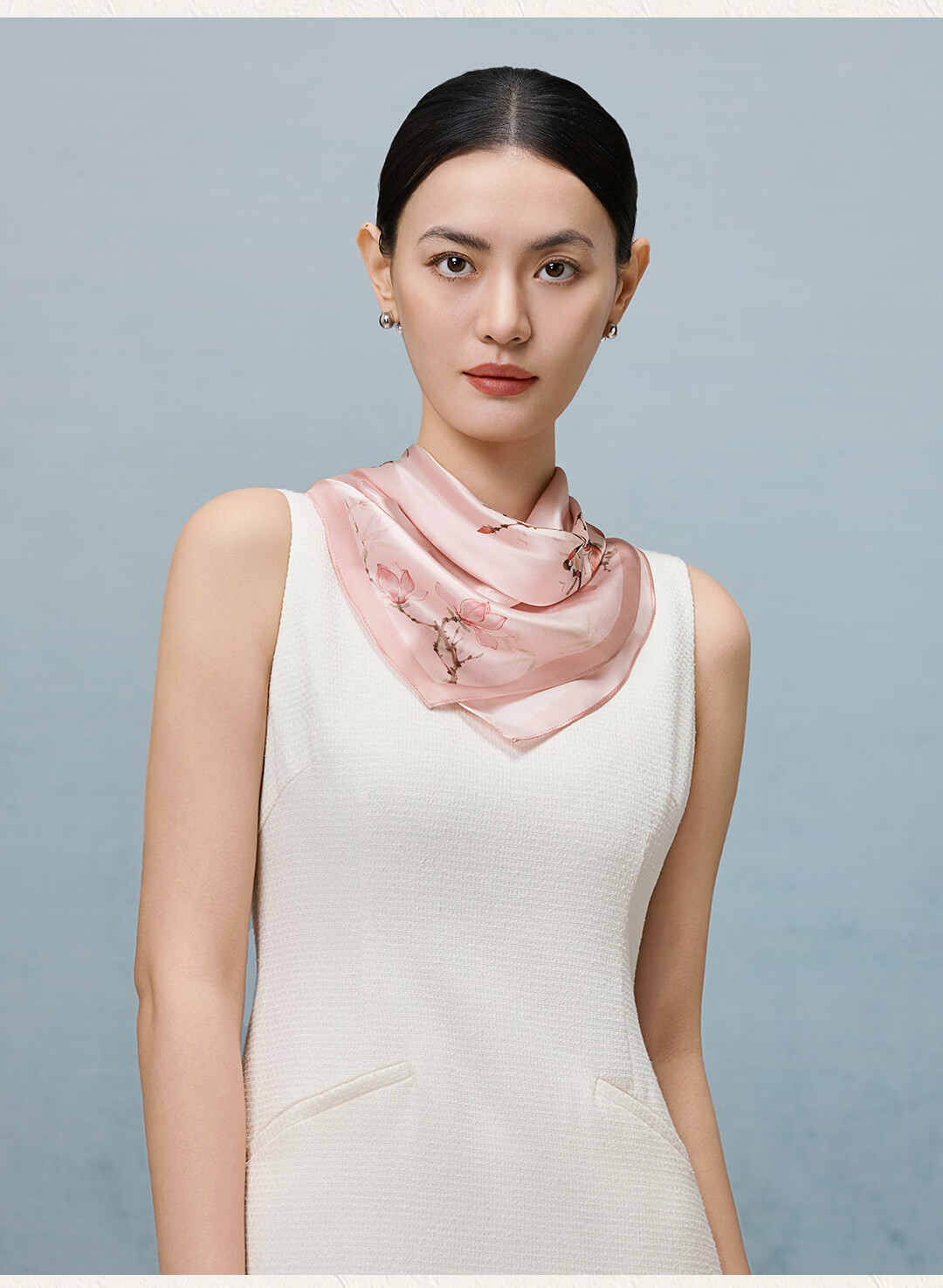 Shanghai Story Spring New Women's 100% Mulberry Silk Small Square Scarf Gift Box for Mom Birthday and Girlfriend Gift 13