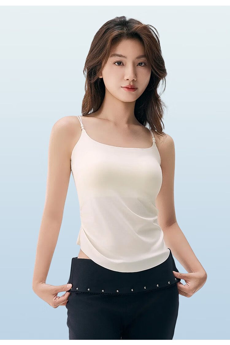 Urban Beauty Women's Camisole with Chest Pad, U-Shaped Hem, Bra-Free Spring Summer Outerwear Tank Top 7