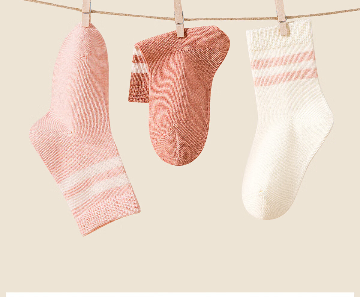 Mianzhuwu Children's Socks Girls Spring Summer Pure Cotton Class A 10A Antibacterial Odor-Resistant Sweat-Absorbing Seamless Mid-Calf Socks 5 Pairs 3