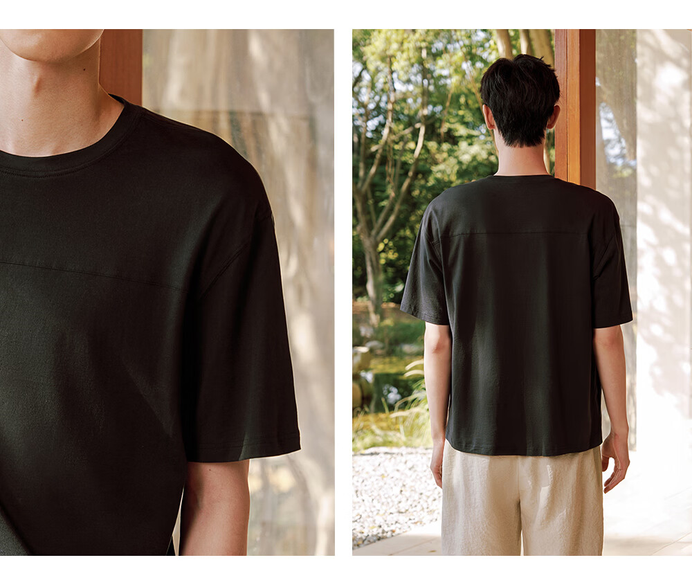 Jinsanta Mulberry Silk Men's Fashion Crew Neck Short Sleeve Silk T-Shirt Outerwear 9