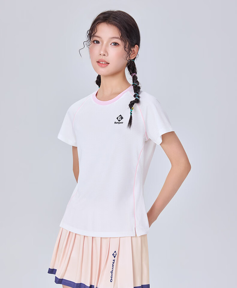 KUMPOO 26th Anniversary New Women's Badminton Short Sleeve Shirt Loose Comfortable Versatile Xunfeng K261W-1730 White S 9