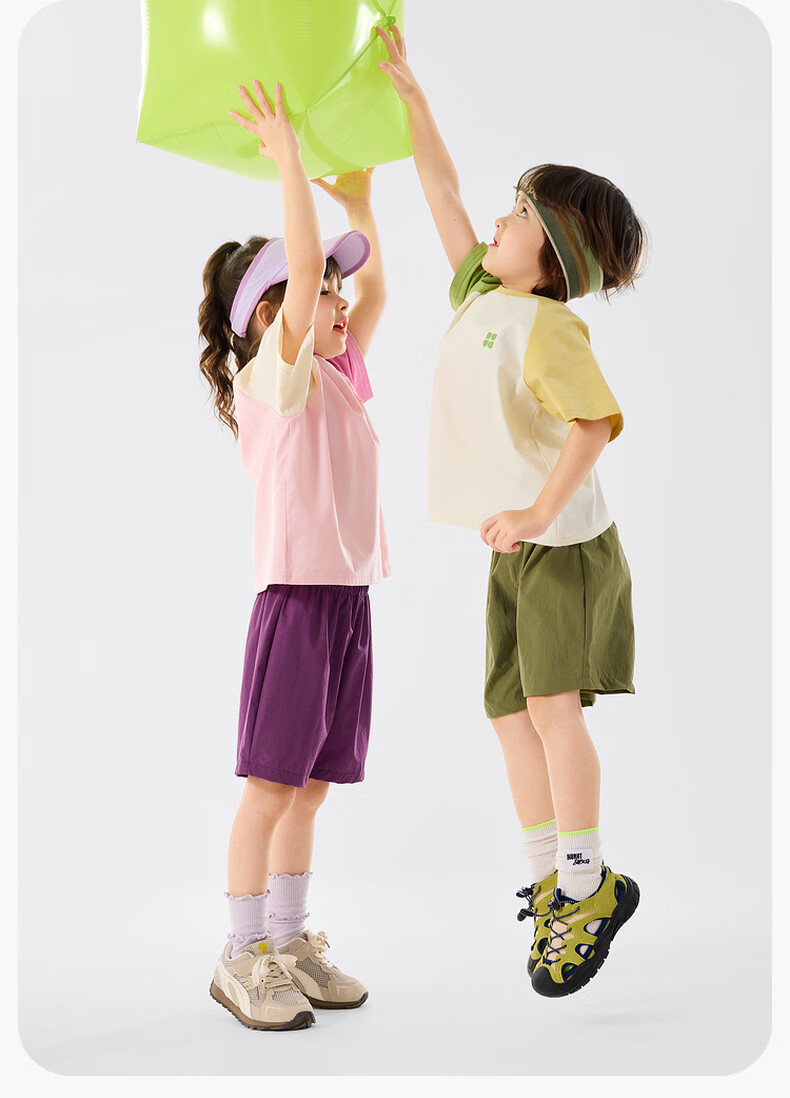 Dudu Kids Colorblock Summer Set Boys Two-Piece Sportswear Girls Short Sleeve T-Shirt and Shorts Cream White 110 14
