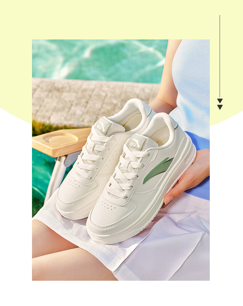 Anta Light Step V2 Lightweight Soft and Elastic Men's Sneakers Summer Breathable Couple's White Shoes Thick Sole Durable Height Increasing Casual Shoes 16