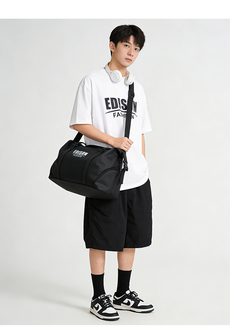 Edison Multifunctional Fitness Bag for Men Handheld Crossbody Business Travel Large Capacity Casual Backpack LX260 Black 3