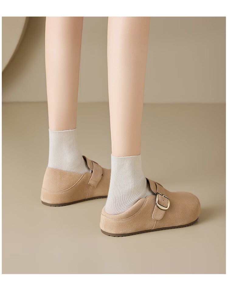 Zhuoshini Platform Birkenstock Shoes 2026 New Spring Full Coverage Thick Sole Slip-On Women's Shoes Camel Color Size 37 10