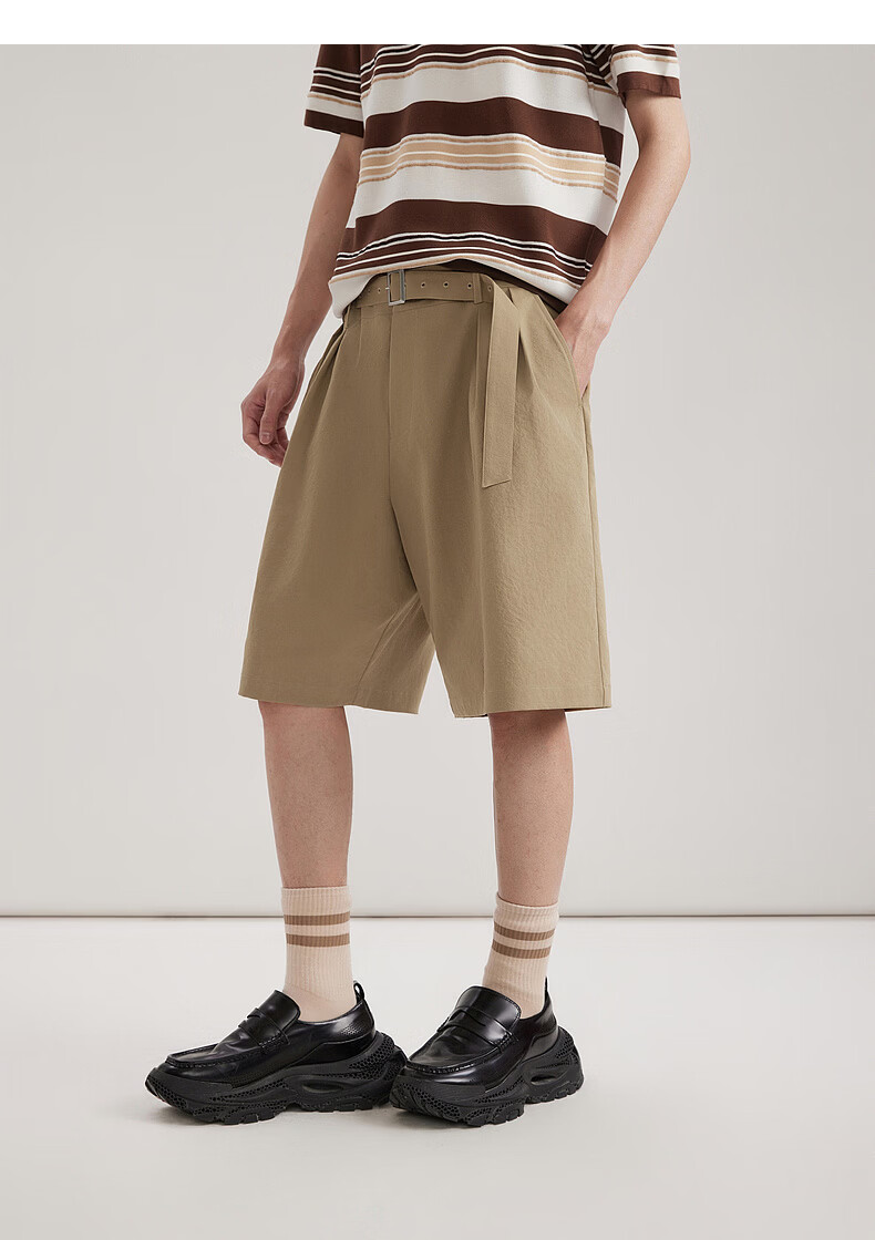 CABBEEN Cotton-Feel Hidden Twill Men's Loose Pleated Casual Shorts 2026 Spring Summer Durable Stretch Short Casual Pants 17