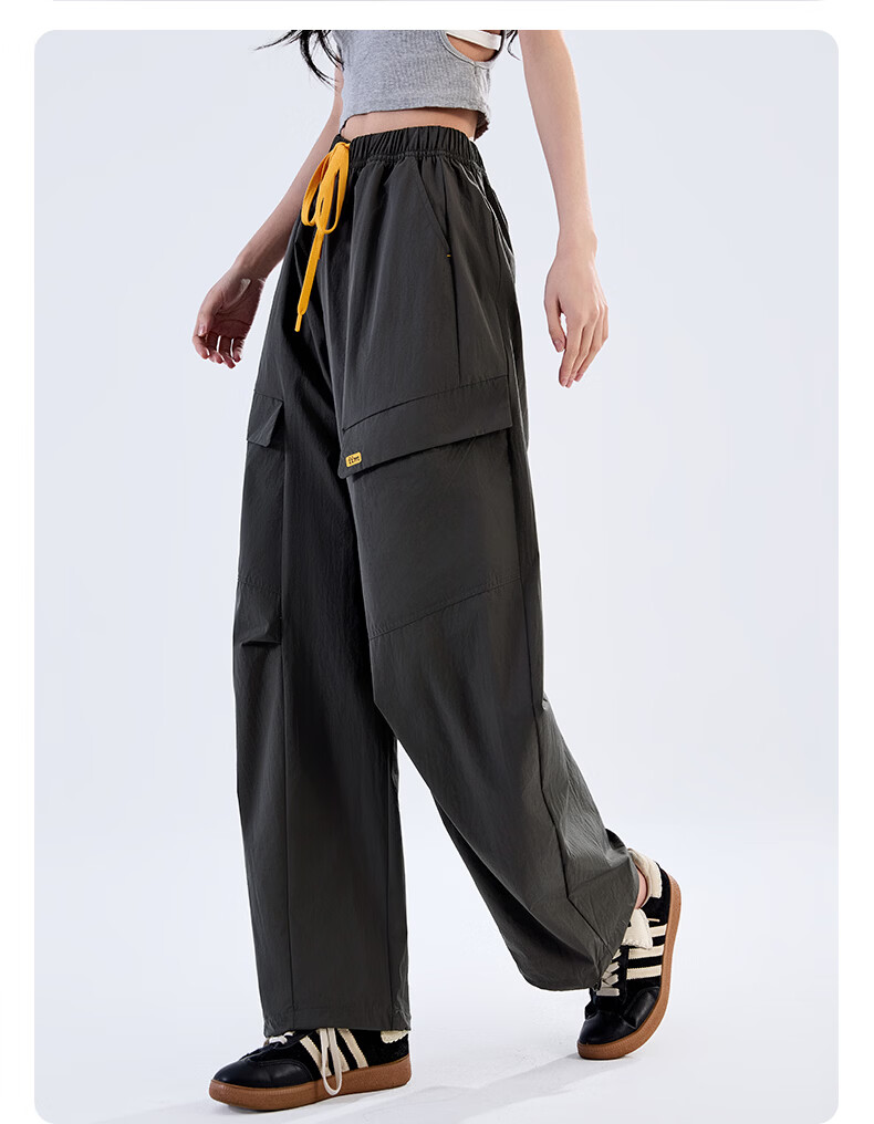 Langsha Women's Convertible Work Pants Summer Cool High Waist Slim Casual Drawstring Pleated Wide-Leg Pants Fashion Trend 24