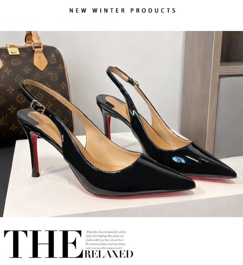 FOOTOPPO Women's Fashion Sexy Black Red Sole High Heels Flirty Elegant Stiletto Large Size 23